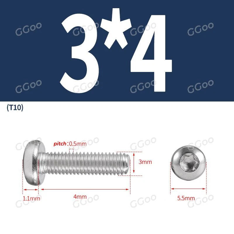 A2 Stainless Steel Torx Pan Head Machine Screws — M2 to M8, Six-Lobe Drive