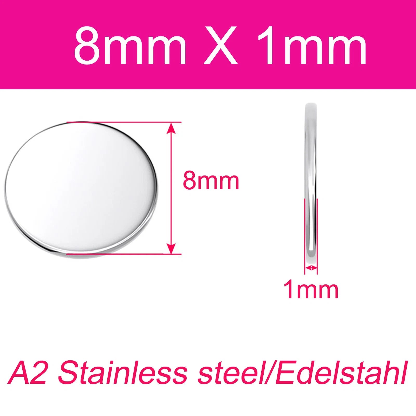 A2 304 Stainless Steel Round Plate Circular Sheet Disc Disk Thickness 1-4mm