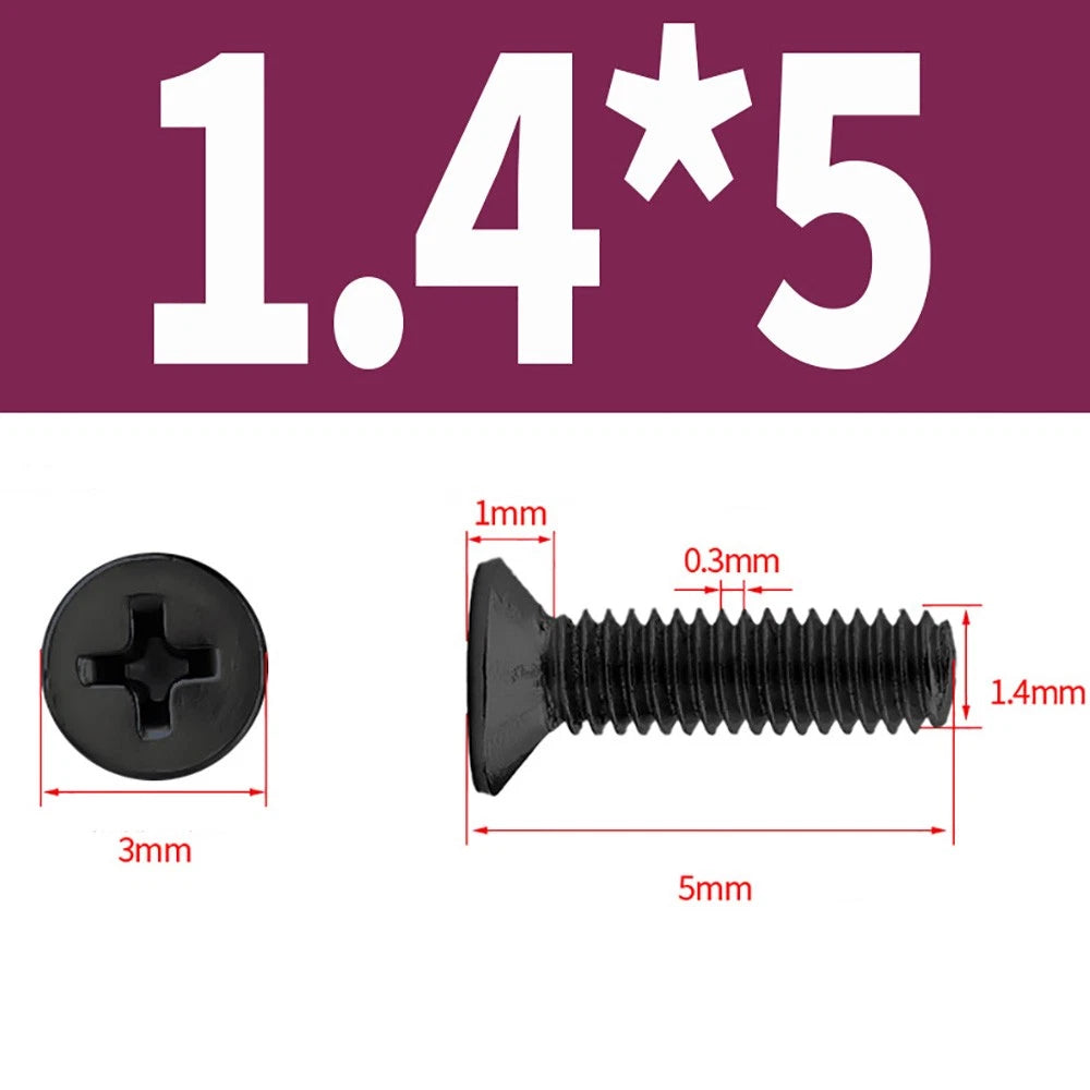 Black Phillips Flat Head Countersunk Machine Screws — Carbon Steel M1–M6