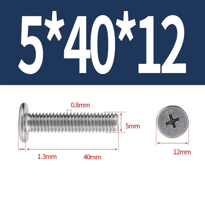 M1–M8 Ultra Thin Flat Head Phillips Machine Screws – A2 Stainless Steel, Fully Threaded