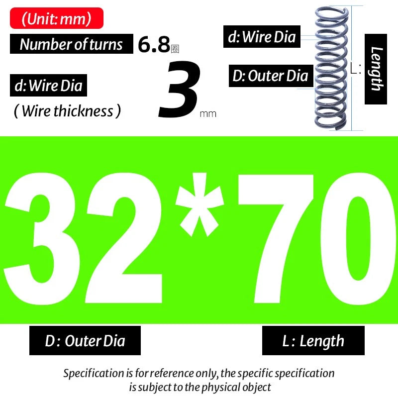 Compression Spring Pressure Big, Wire Dia 3.0mm Diameter 16-40mm Length 20-200mm