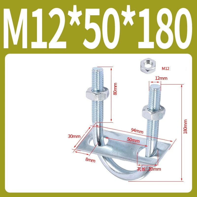 Round U-Bolts Sets Steel 16mm-219mm Inner Width M6 M8 M0 M12 with Nut, Plate