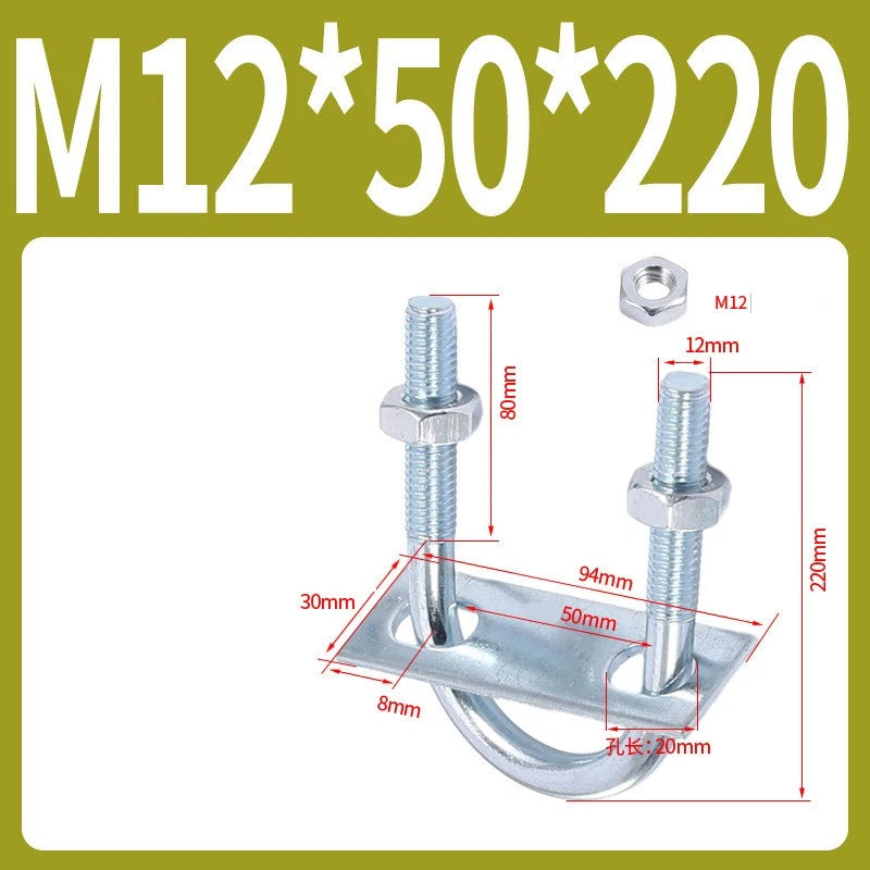 Round U-Bolts Sets Steel 16mm-219mm Inner Width M6 M8 M0 M12 with Nut, Plate