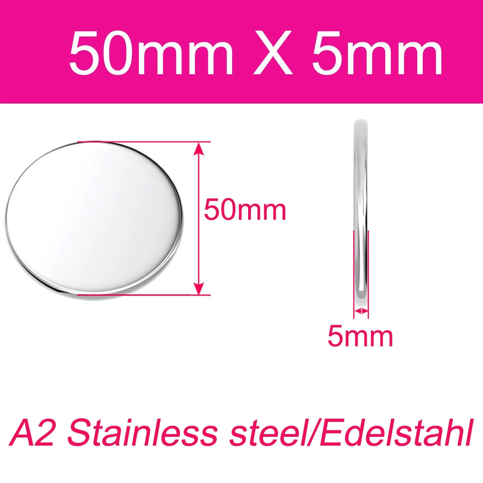Round Plate A2 Stainless Steel Sheet Plate Thick 1/1.5/2/2.5/3/4/5mm Dia 6-80mm