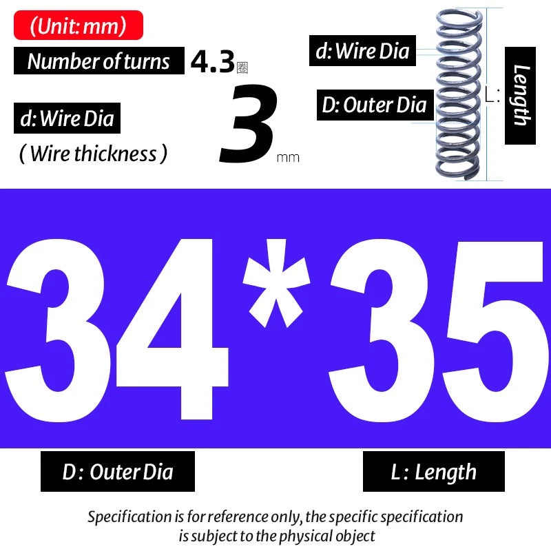 Compression Spring Pressure Big, Wire Dia 3.0mm Diameter 16-40mm Length 20-200mm
