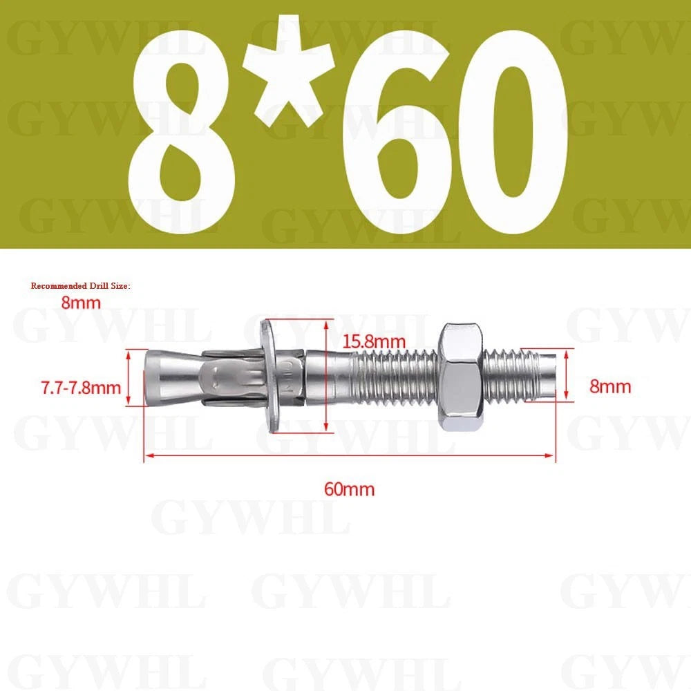 Hex Head Expansion Anchor Bolts — M6 to M20, Stainless Steel A2 & Zinc Plated, Extra Long