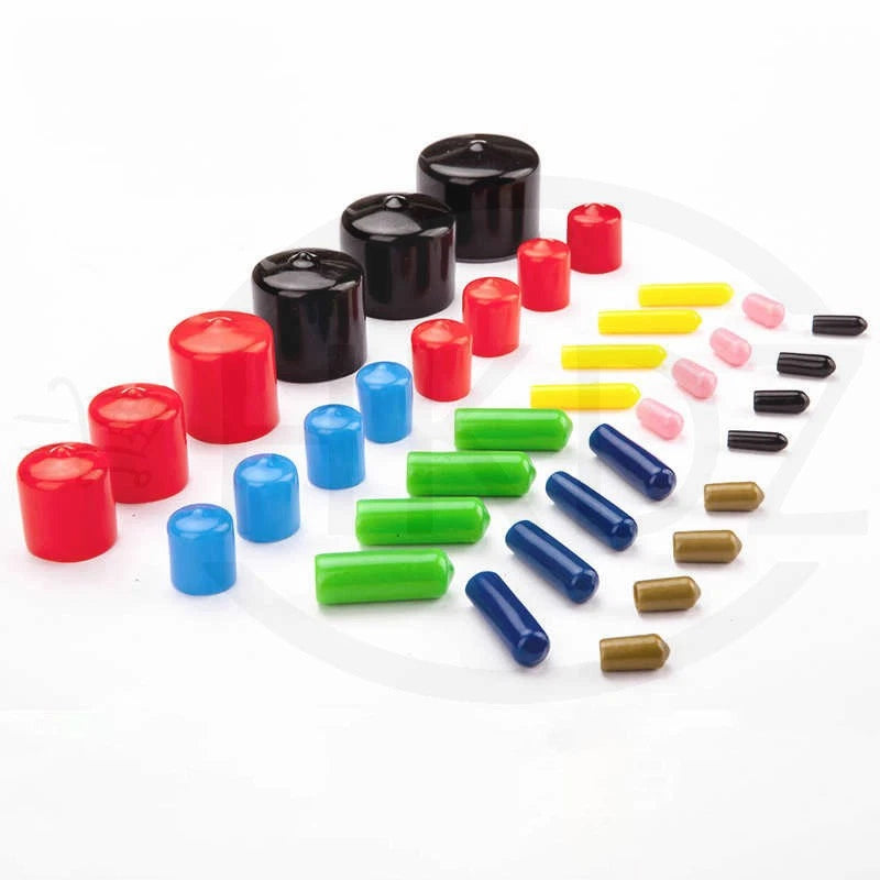 PVC End Caps for Screws, Bolts, Rods, Tubes & Cables – Thread Cover Protector, Rubber Plastic Caps (12-114mm, Multiple Colors)