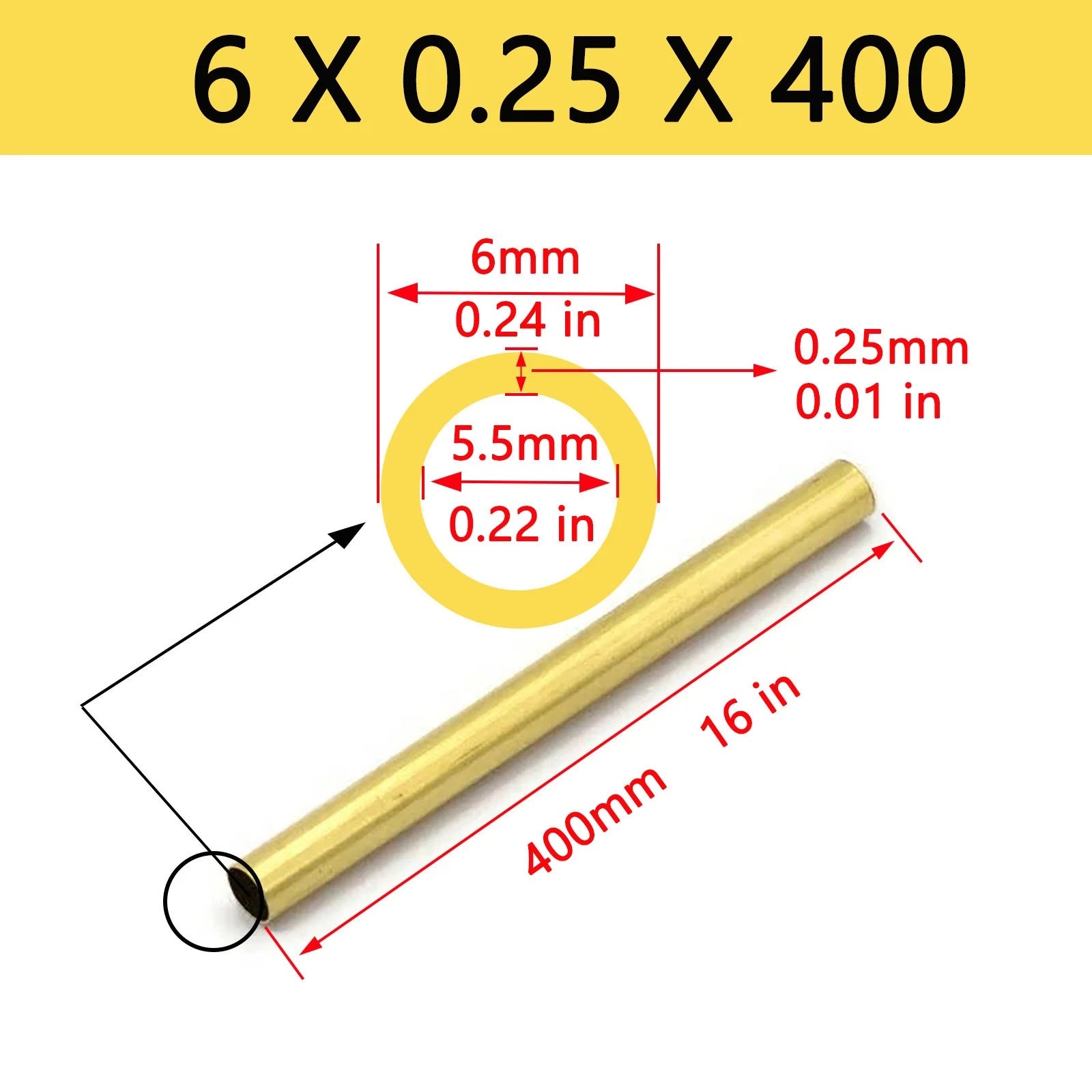 Brass Tubes ROUND PIPE Cu 62% OD 4mm 5mm 6mm 7mm 8mm To 25mm Length 400mm 0.4m