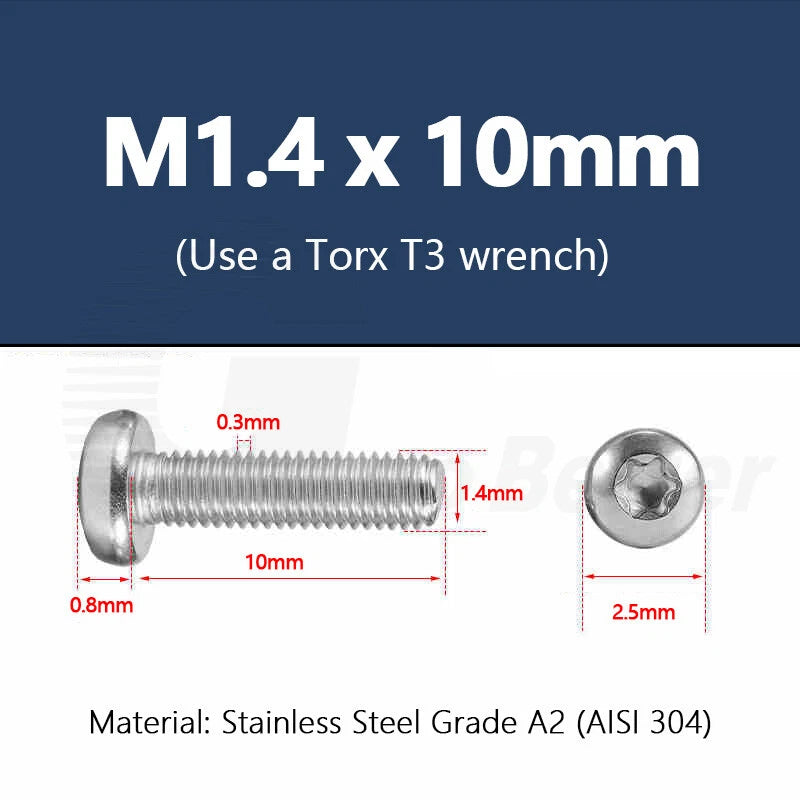 T3–T50 Torx Pan Head Machine Screws – M1.4 to M10, A2 Stainless Steel (3–100mm)