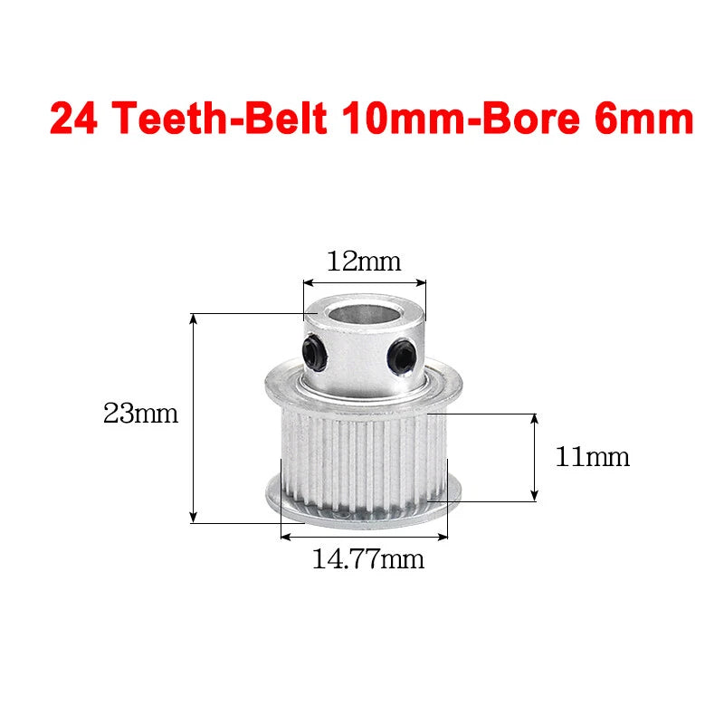 2GT Drive Pulley With Step 16 Tooth - 100 Tooth Bore 4mm - 25mm for 10mm Belt