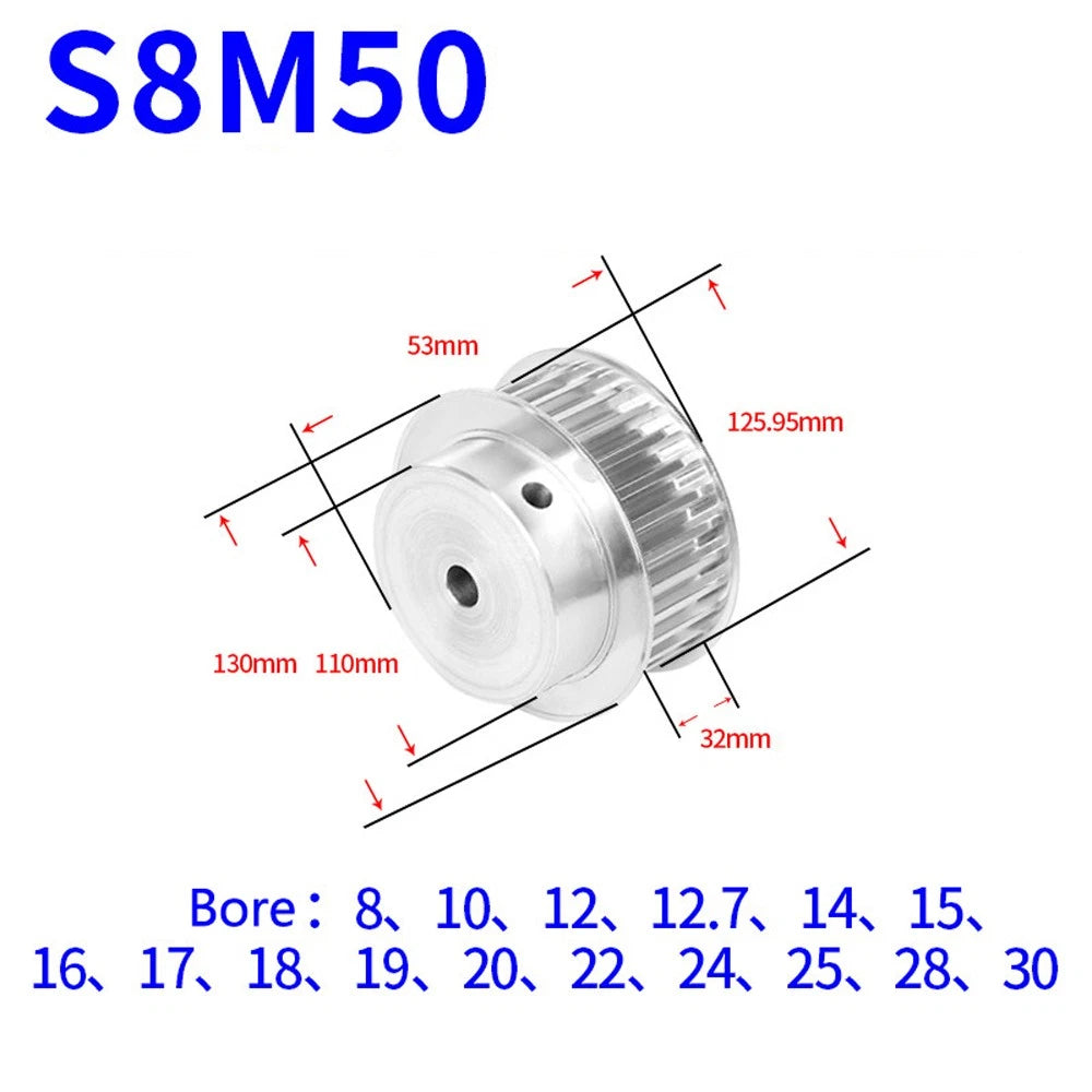 S8M 12-50T Timing Belt Pulley Pitch 8mm With Step/Keyway Drive Pulley Width 32mm