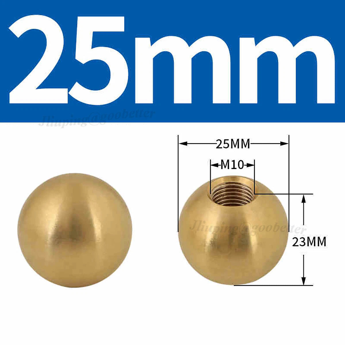 Brass Ball Cap Nuts – Lamp Finial Screw Caps, Female Thread M3 to M12, Ball Diameter 6–25mm
