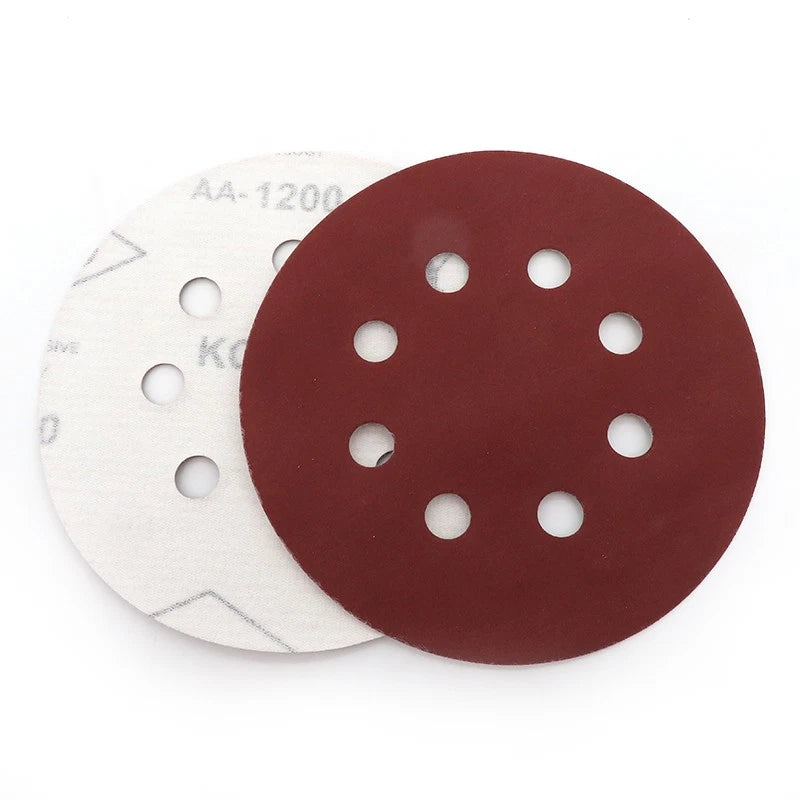 125mm 225mm Red Sanding Discs Hook Loop Sandpaper Pads 8 Hole Grit 40 - 2000