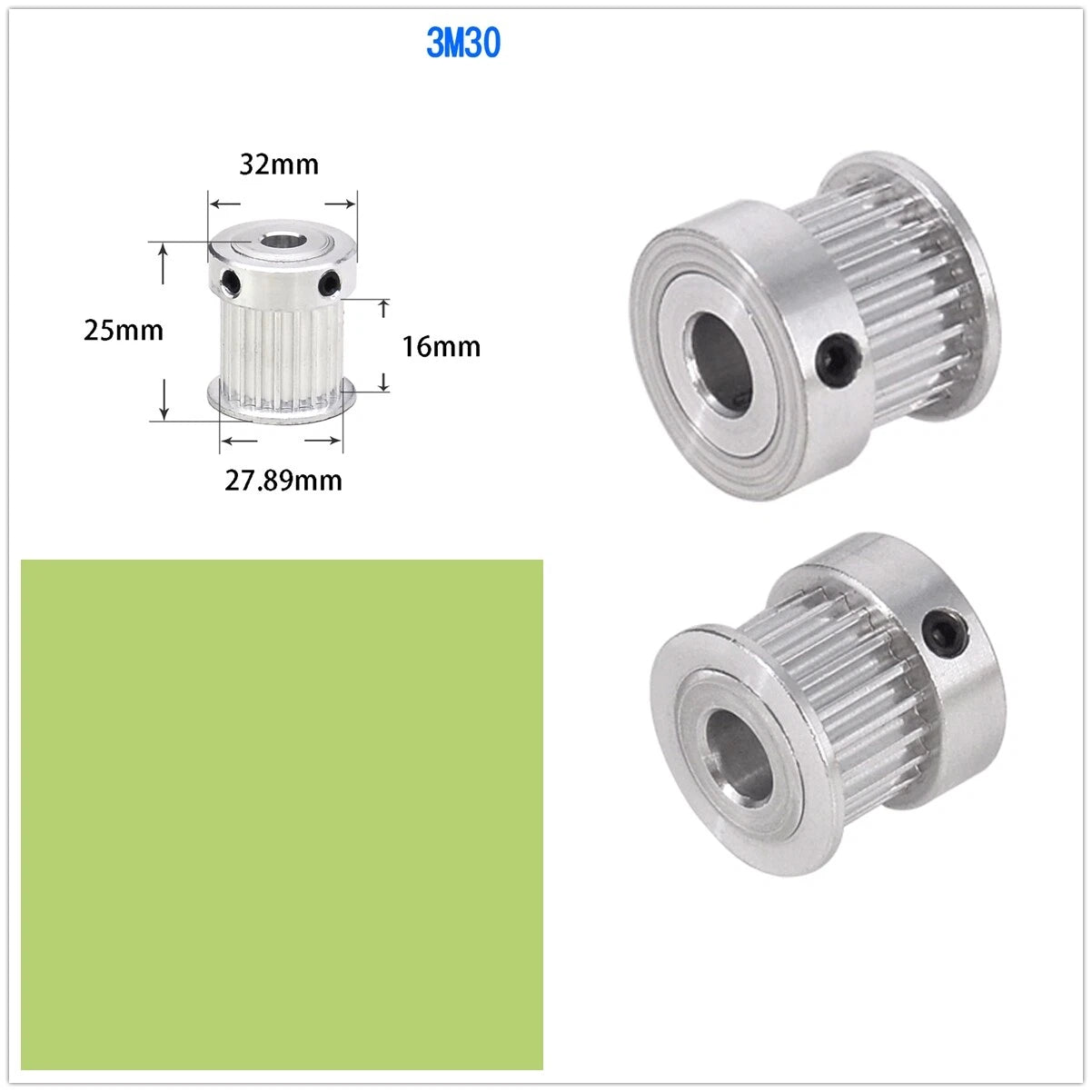 HTD3M Timing Belt Pulley 12 - 30 Tooth Multiple Bore Choice for CNC Step Motor