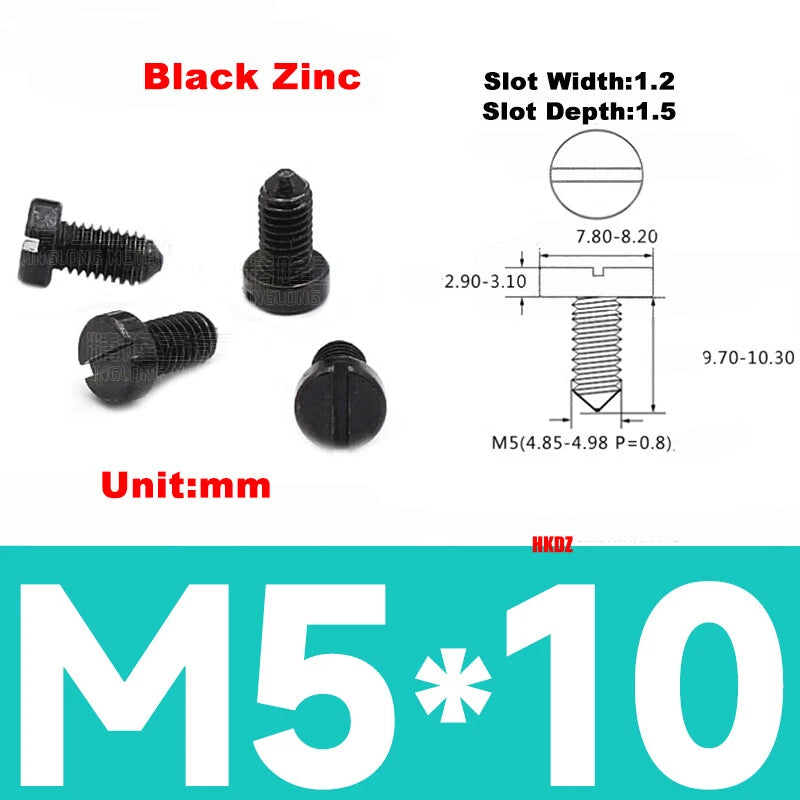 M1.2–M6 Slotted Cheese Head Machine Screws — Carbon Steel, Multiple Coatings