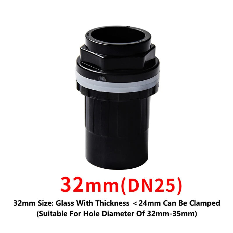 PVC 90° Elbow Pipe Fittings 20mm~50mm Tank Connector Bulkhead For Aquarium Black
