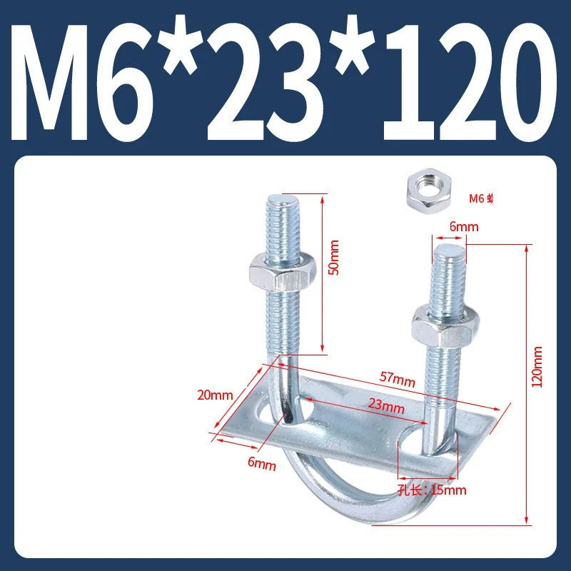 Round U-Bolts Sets Steel 16mm-219mm Inner Width M6 M8 M0 M12 with Nut, Plate