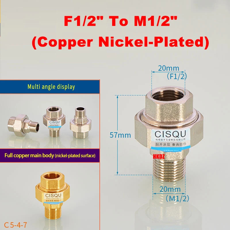 BSP Brass Pipe Fittings — Male Female Threaded Reducing Adapter | Copper & Nickel-Plated