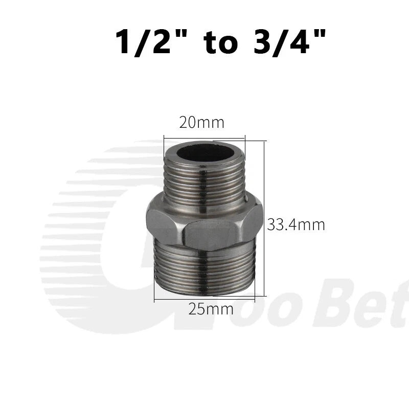 Stainless Steel Hex Nipple BSP Pipe Fitting — Male Thread Adapter 1/4" to 1-1/4"