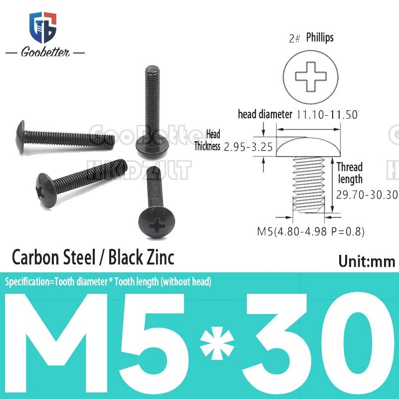 Phillips Flat Head Machine Screws M2.3 to M6 — Carbon Steel, Stainless & Brass, 7 Finishes - HomeDIYer