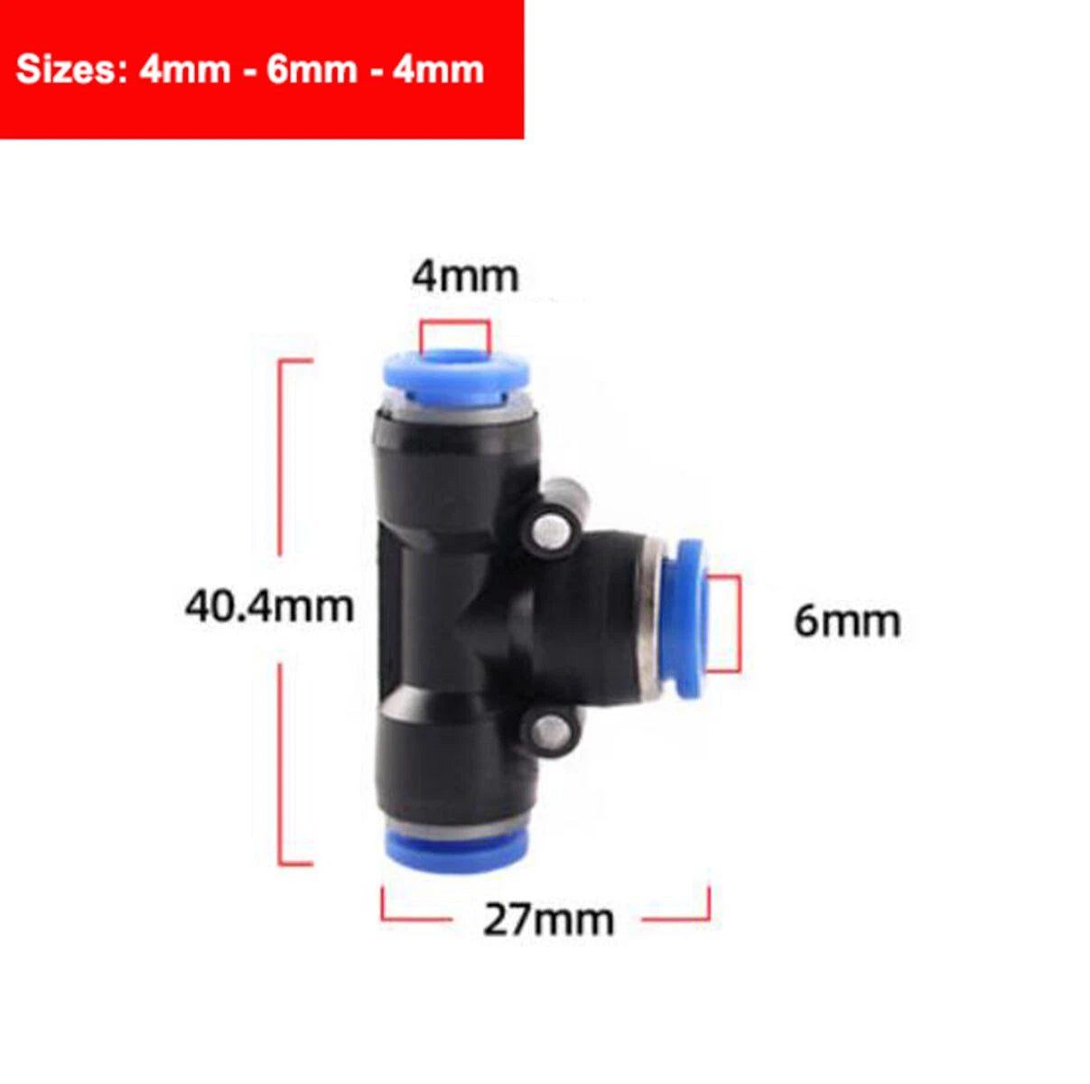 Nylon Pneumatic Reducer Tee 3-Way Connector Hose Tube Inline Push-In Fittings