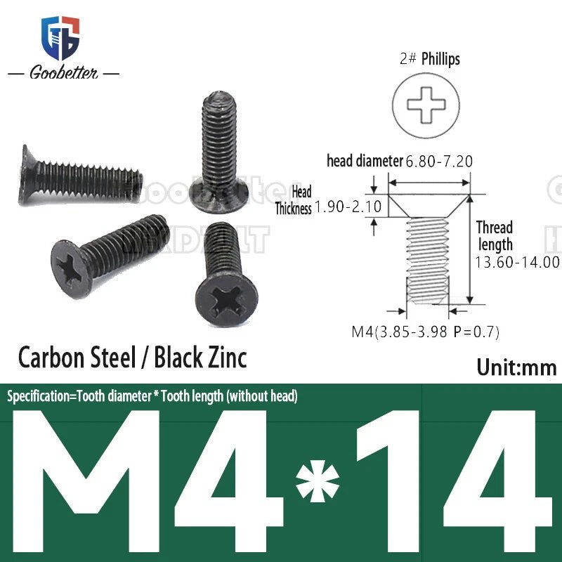 M4 Phillips Flat Head Countersunk Machine Screws — 5 to 45mm, Carbon Steel & Stainless, 9 Finishes - HomeDIYer