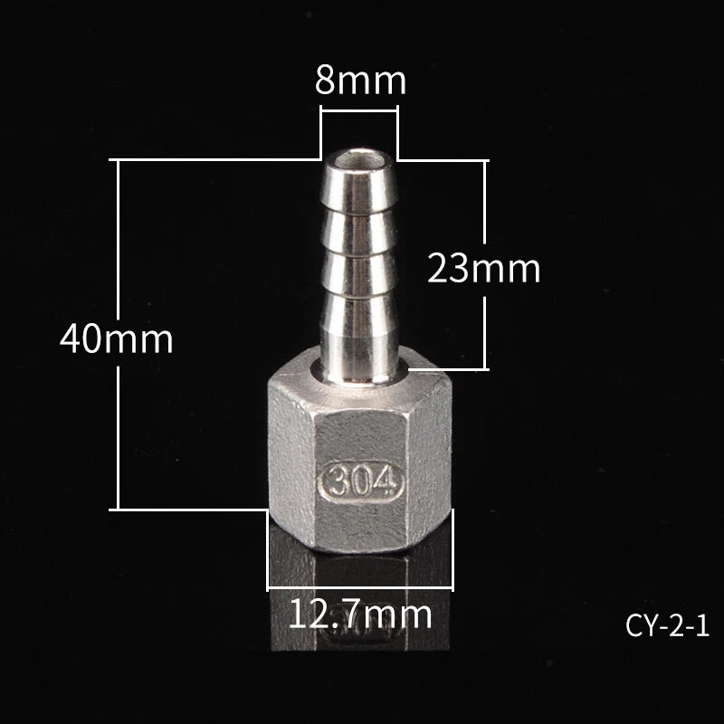 Stainless Steel Female Threaded Hose Barb Fittings — 1/4" to 3/4" NPT