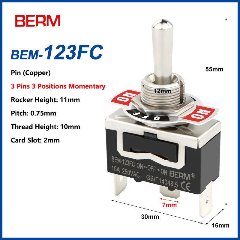 Toggle Switch ON-OFF-ON, 2/3 Pin 2/3 Positions, Latching & Momentary, Screw or Pin Terminal