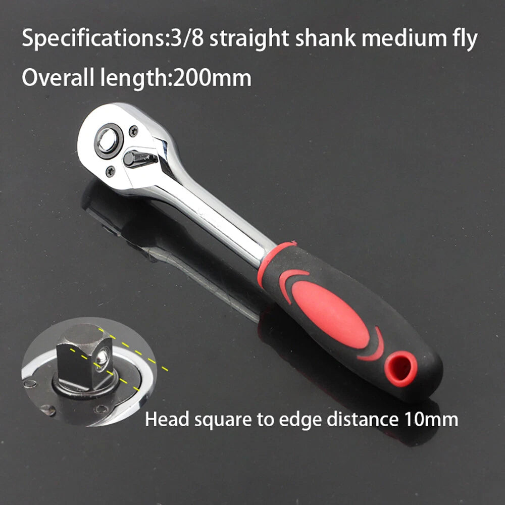 Drive Socket Ratchet Handle Wrench 24/ 72 Teeth Quick-release Reversible Sleeve