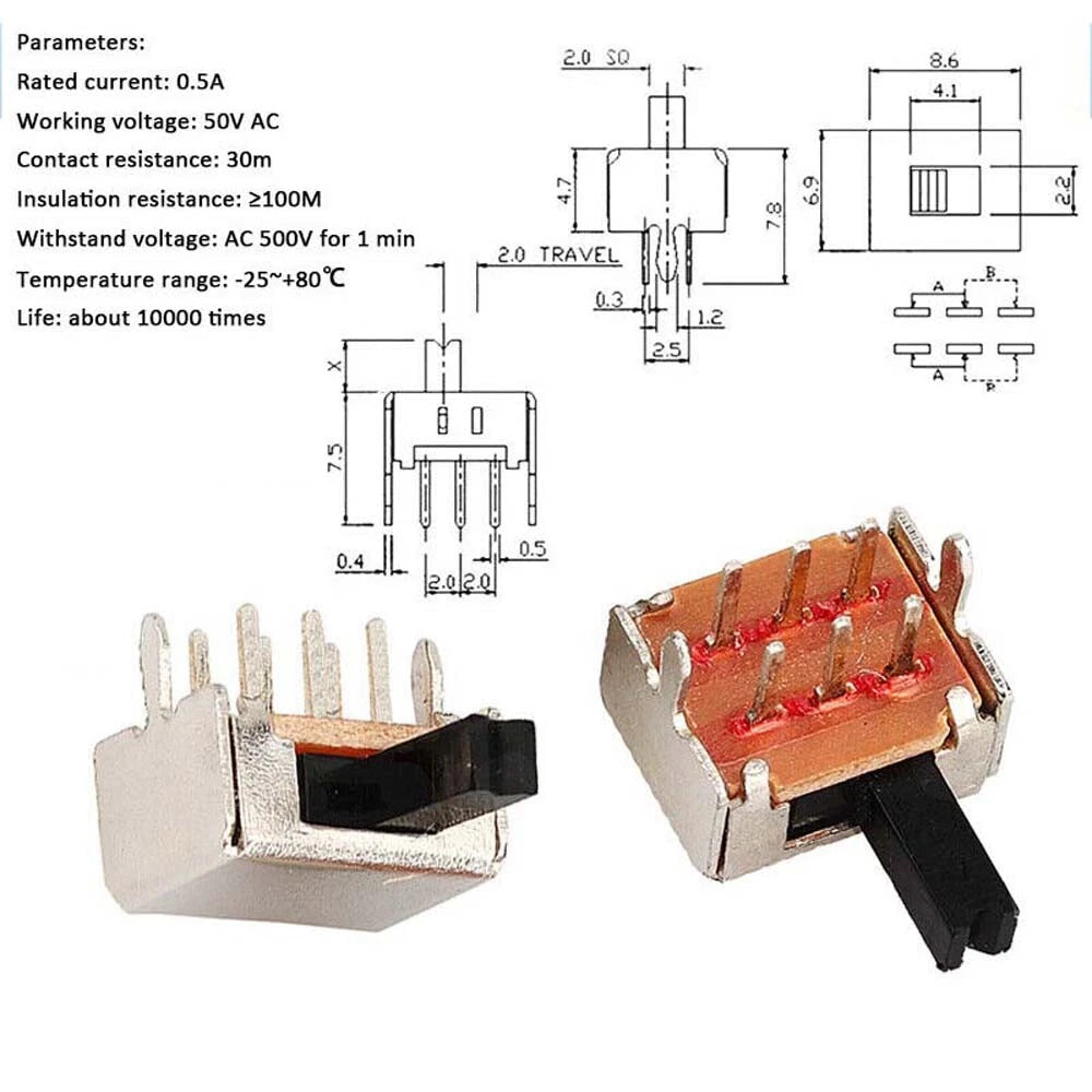 Miniature Slide Toggle Switch — 2/3-Position, Single/Double Row, Vertical & Horizontal, Through-Hole & SMD