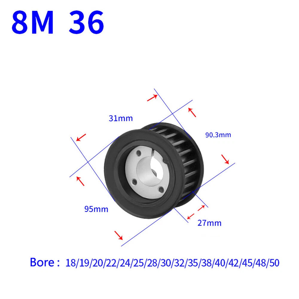 HTD-8M 18-60Teeth Timing Belt Pulleys With Expansion Sleeve Width 32mm 45# Steel
