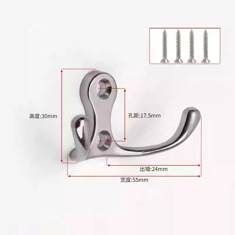 Double Hat Coat Hooks Hanger Door Wall Cloth Towel Holder Organiser Rack Robe