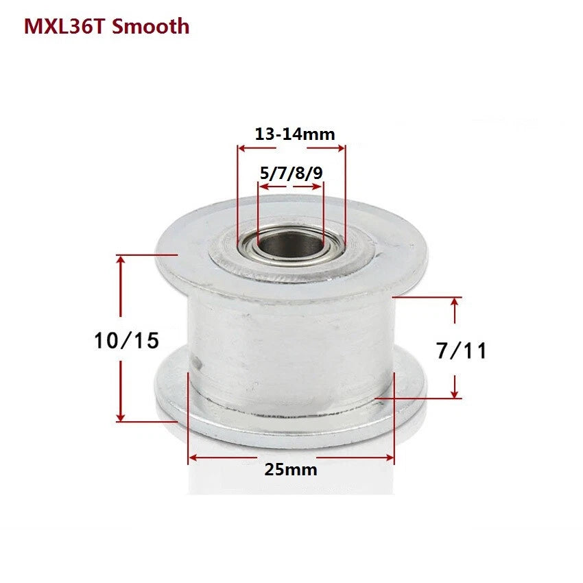 MXL Timing Belt Drive Tensioner Pulley Smooth Tooth/Toothed Idler Width 7/11mm
