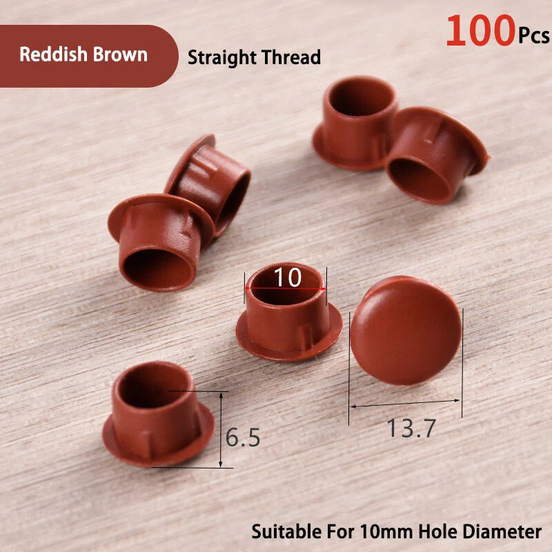 Plastic Screw Hole Cover Caps – For 5mm to 16mm Holes (100-Pack) – Multiple Colors
