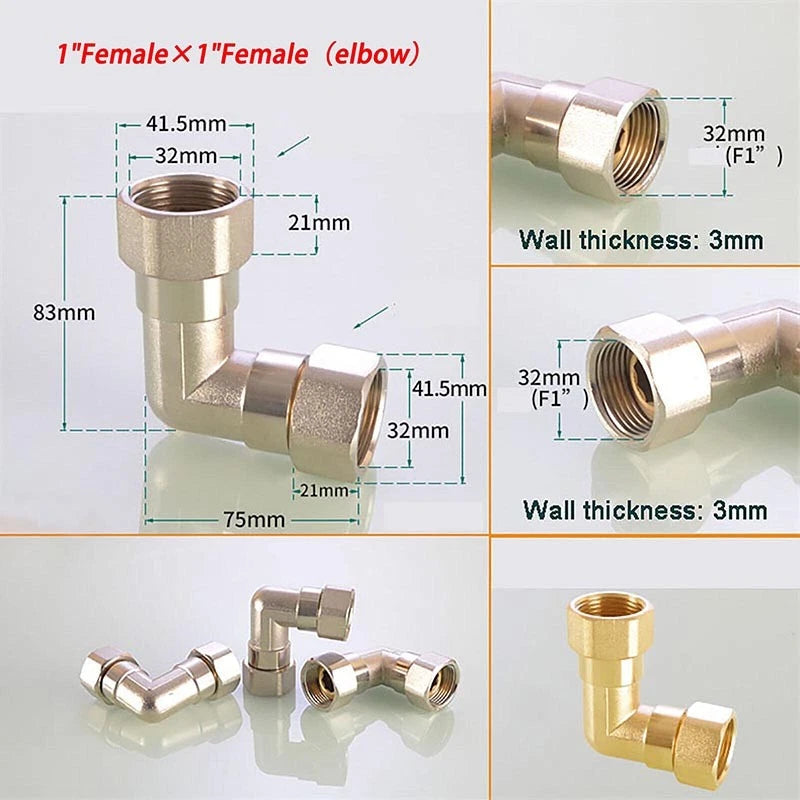 Brass Compression Fittings — Straight Coupling & Elbow Connector, 1/2" 3/4" 1" Female/Male