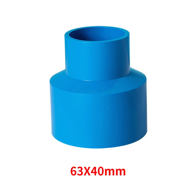 PVC Pipe Reducing Plumbing Concentric Connector 25-90mm Coupling Fittings Blue