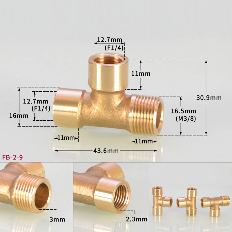 BSP Brass Tee Pipe Fitting – Male & Female Thread T-Shape Connector
