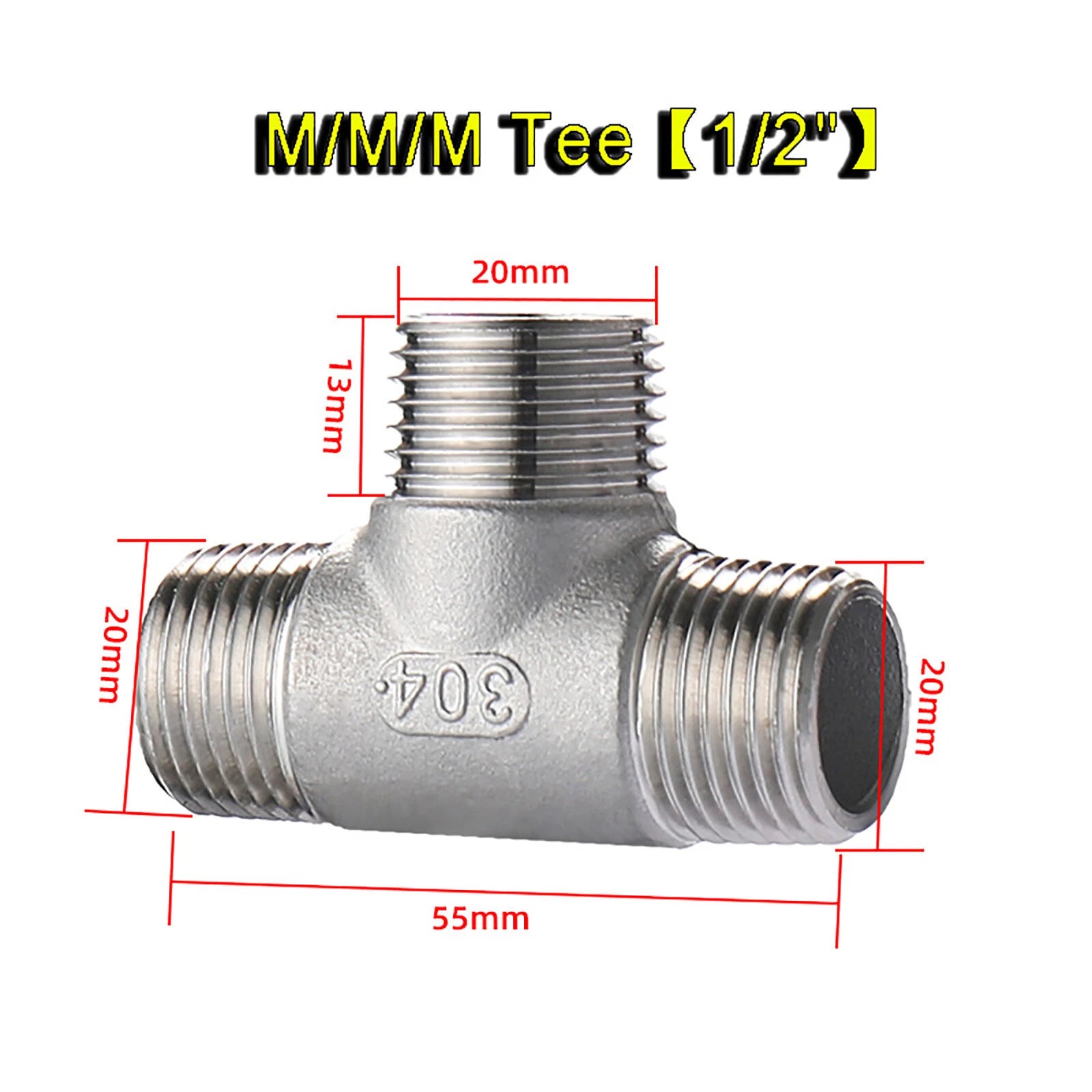 BSP Tee & Cross Pipe Fittings — 304 Stainless Steel, 1/8" to 2", Equal & Reducer