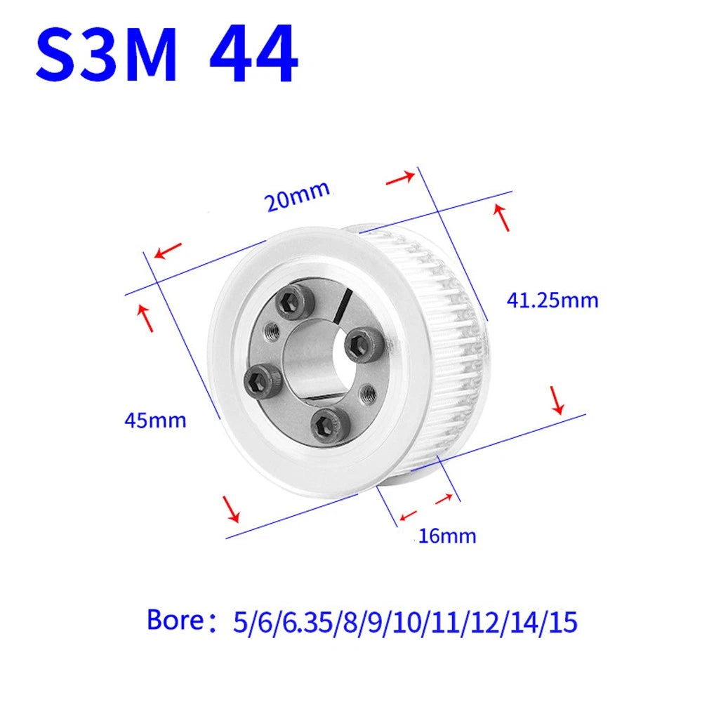 STS S3M 24-80T Timing Belt Pulley With Expansion/Tension Sleeve Teeth Width 16mm
