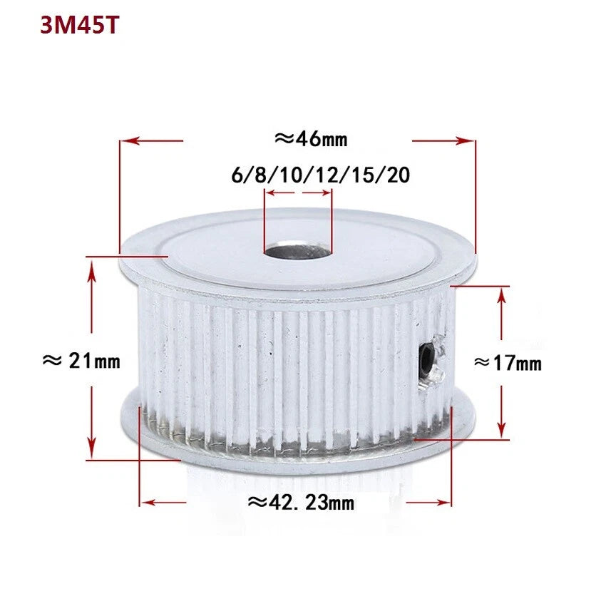 HTD-3M 14-120T Timing Belt Pulley Pitch 3mm Without Step Drive Pulley Width 16mm