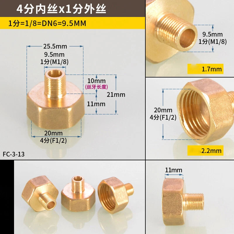 Hex Reducer Bushing Female to Male NPT Hose Fitting — 1/8" to 1" Sizes