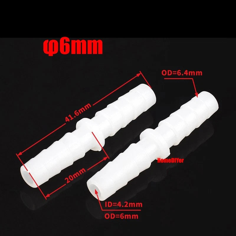 Plastic Barbed Connector 4mm~12mm Straight Cross Pipe Hose Tubing Joiner Fitting