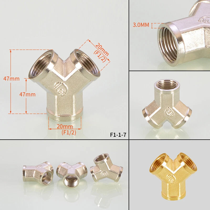 1/2" Copper Tee Elbow Diverter Valve Adapter — Hose & Shower Connector (24 Styles)