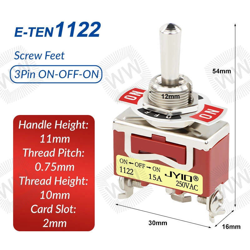 Heavy Duty Metal Toggle Switch – 15A 250VAC, 2/3/4/6 Pin, ON-OFF & ON-OFF-ON