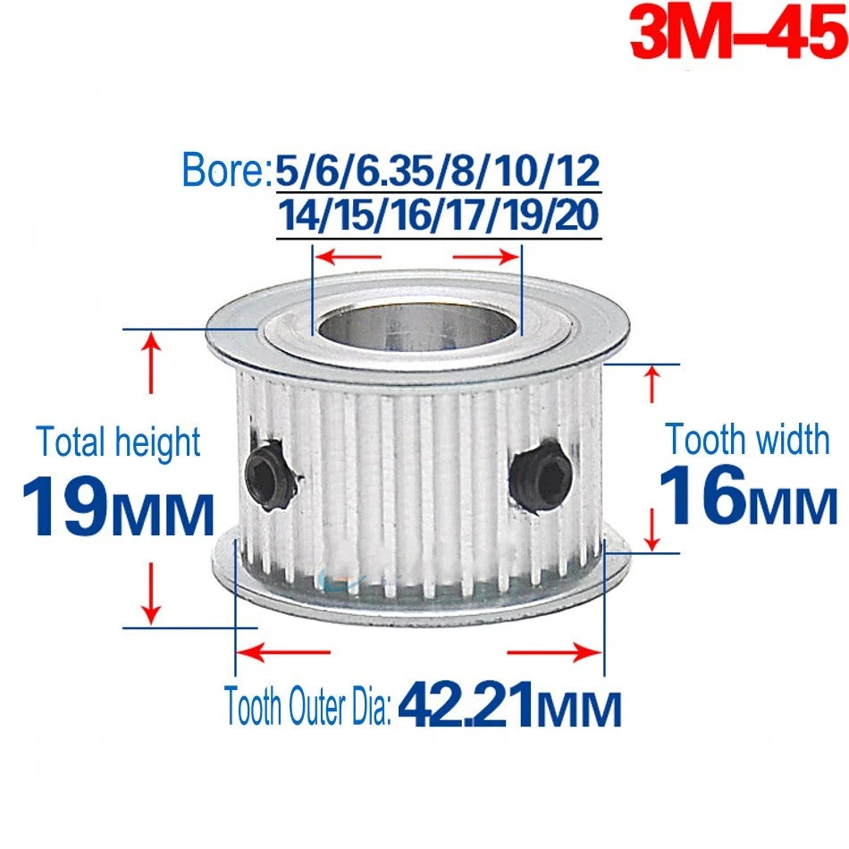3M Timing Belt Pulley 12T-120T Synchronous Wheel Sprocket For 15mm Width Belt
