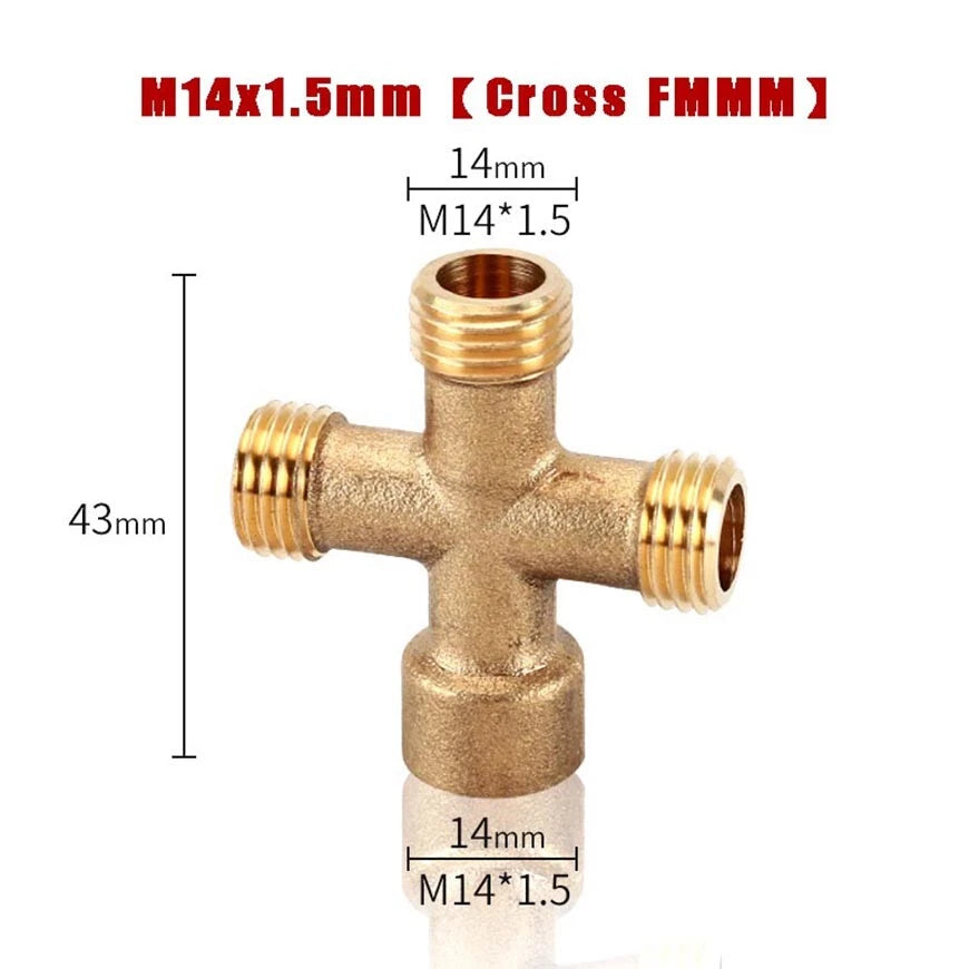 M14x1.5mm & M22x1.5mm Brass Pipe Fittings — Straight, Elbow, Tee, Cross, Coupler Adapters