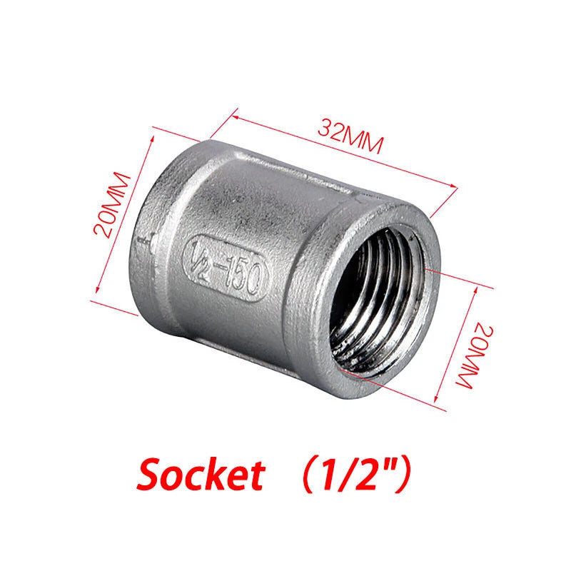BSP 304 Stainless Steel Pipe Fittings — Elbow, Tee, Nipple, Cross, Bush, Cap (1/2" & 3/4")