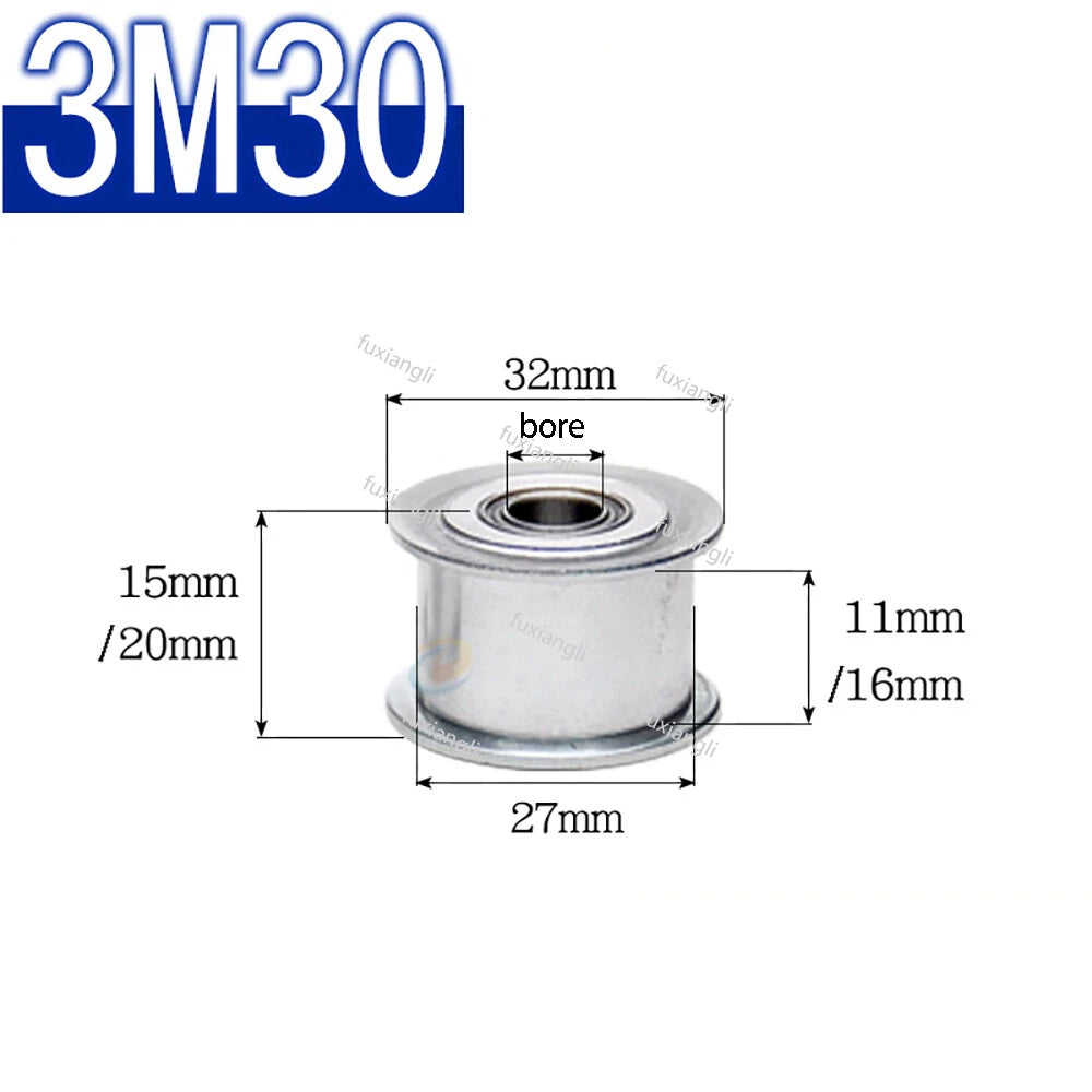HTD-3M Timing Belt Idler Pulley Smooth Tooth/Toothed Tensioner Pulley Width 11mm