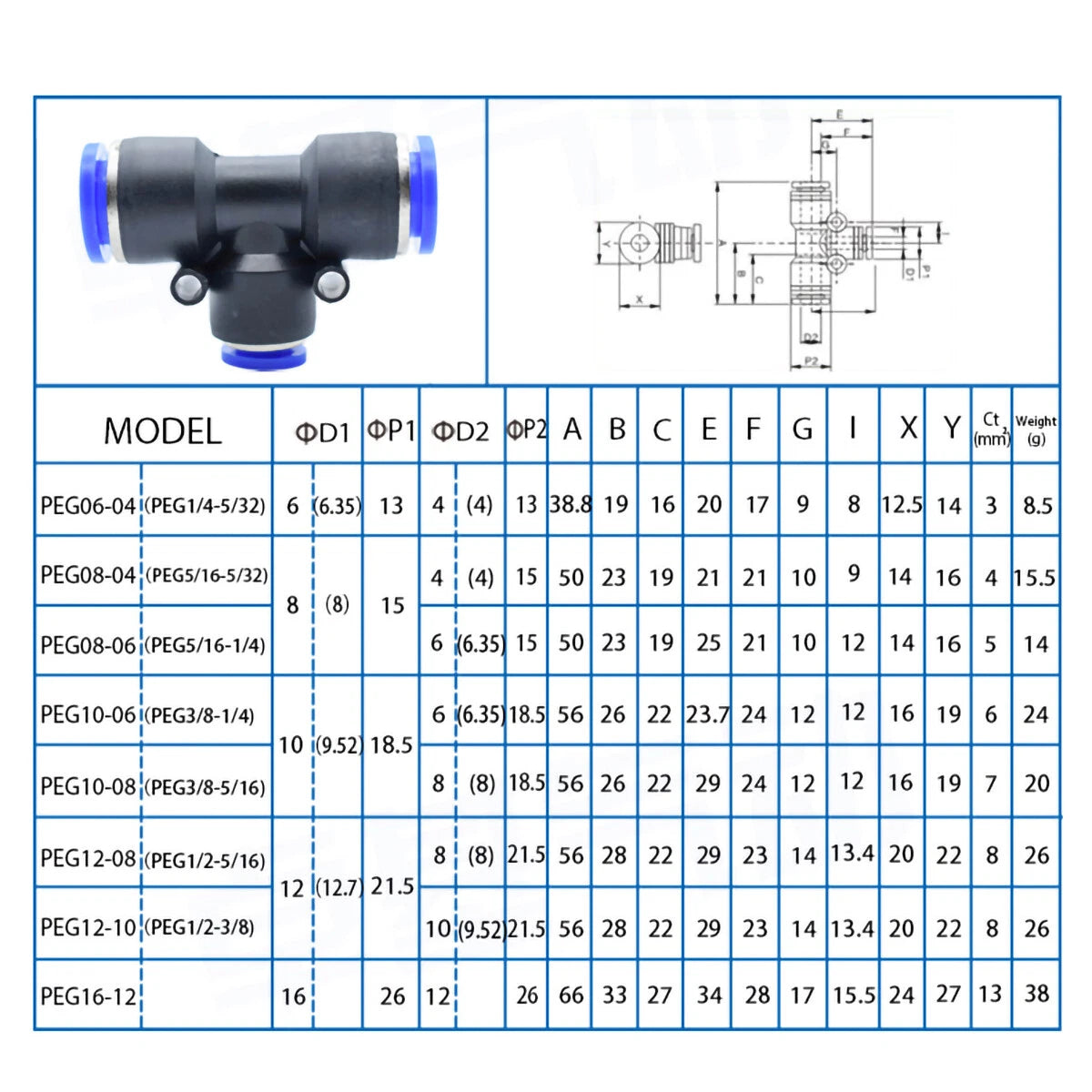 Pneumatic Push-In Fittings | Air & Water Hose Quick-Release Tube Connectors