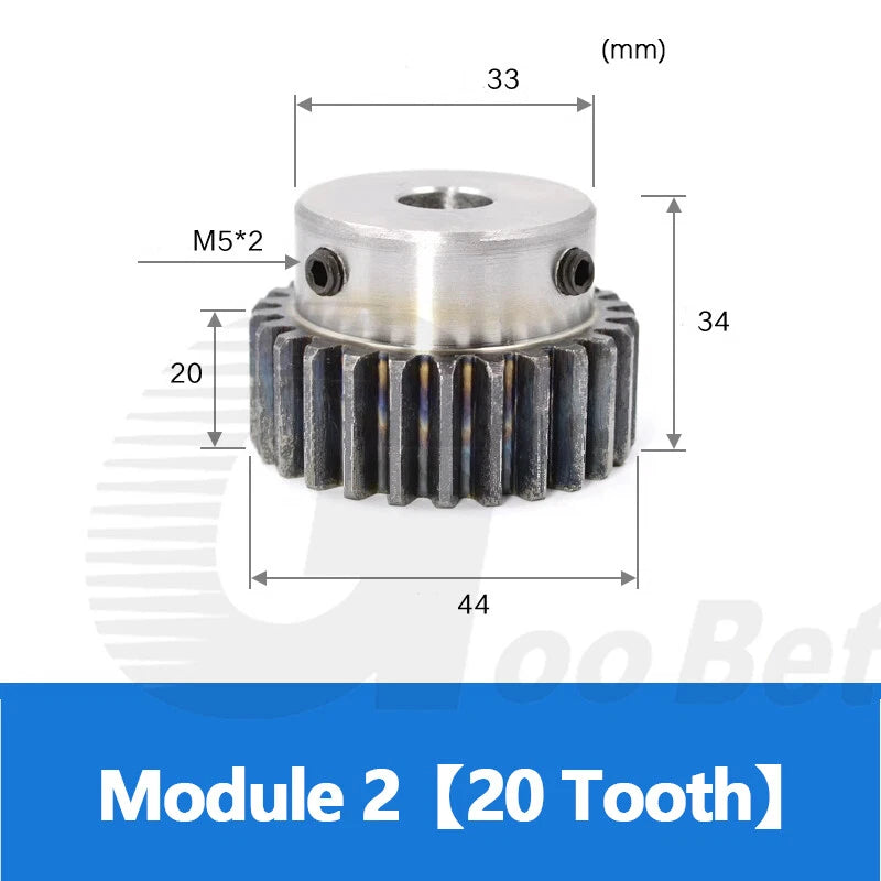 Mod 2 Spur Gear C45 Steel with Hub 12 - 60 Tooth Motor Pinion Hardened Precision